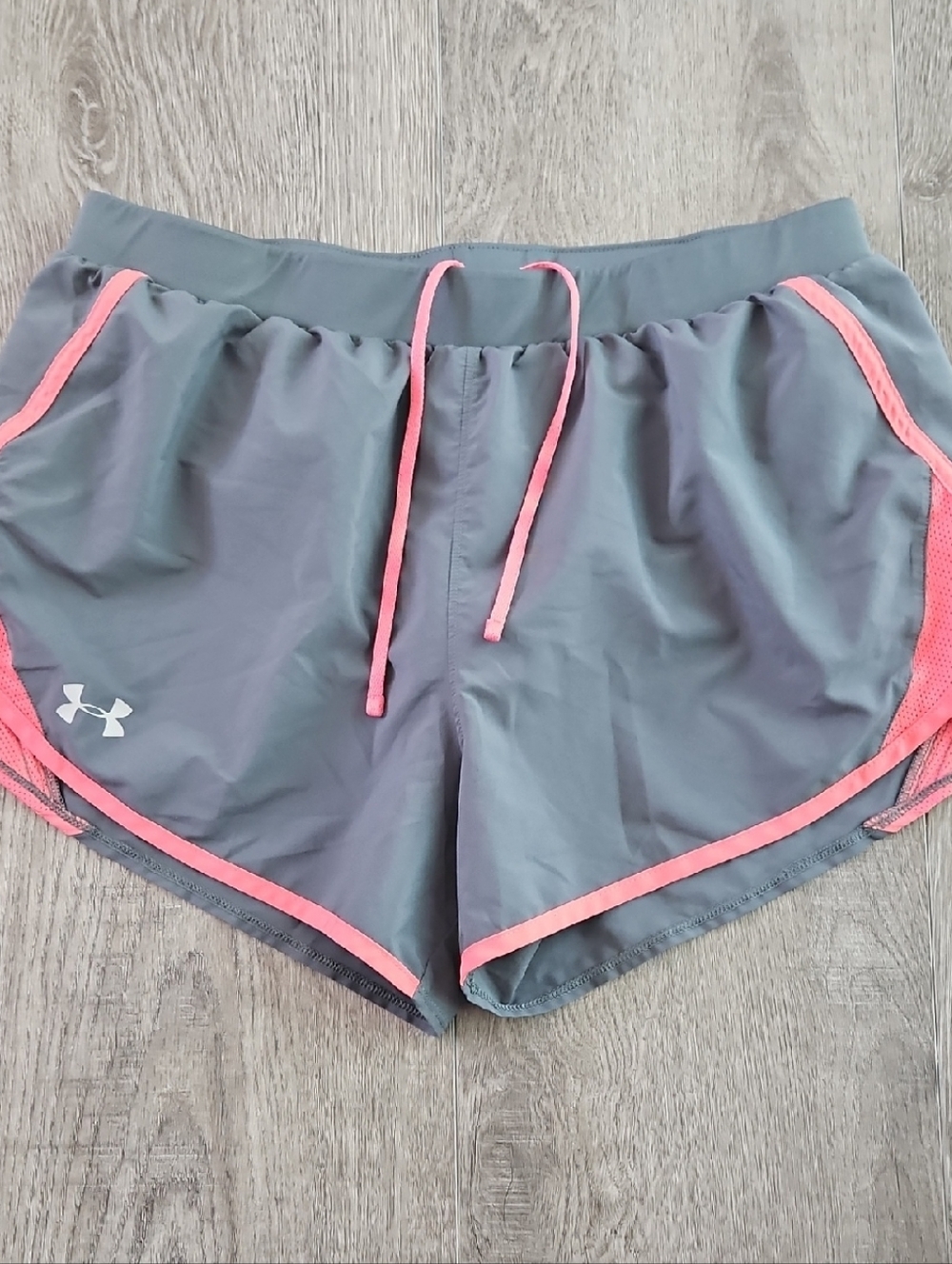 Under Armour Gray Athletic Shorts with Pink Trim